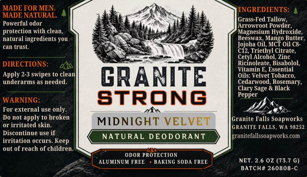 Granite Strong - Natural Deodorant - Midnight Velvet Scent