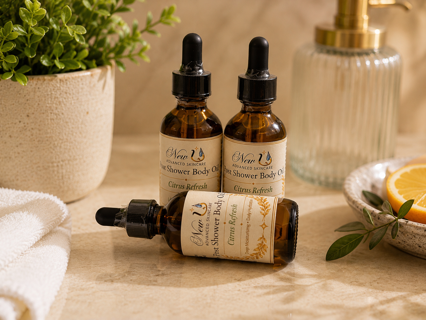 New U Advanced Skincare - Post Shower Body Oil - Citrus Refresh