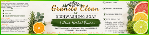 Granite Clean - Dishwashing Soap & Bamboo Brush Set - Citrus Herb Scented