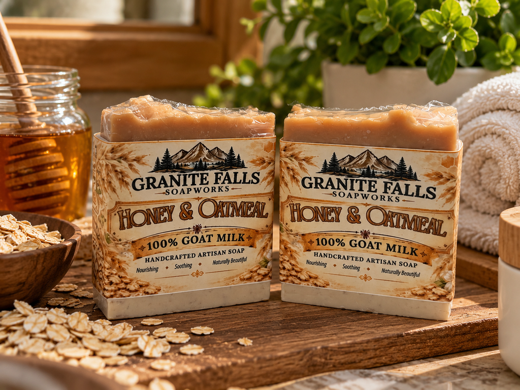 Granite Falls Soapworks - Honey & Oatmeal w 100% Goat Milk Soap - Unscented