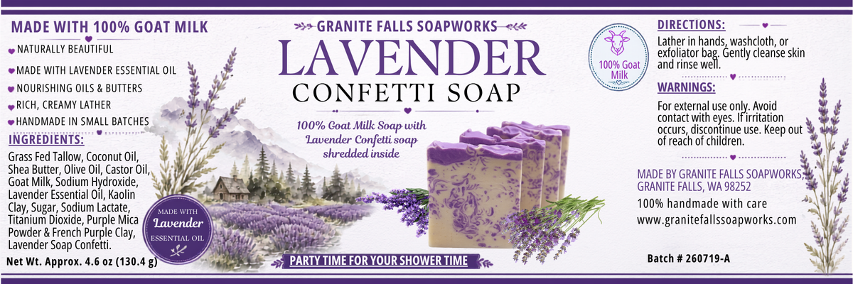 Granite Falls Soapwork - Lavender Confetti Goat Milk Soap