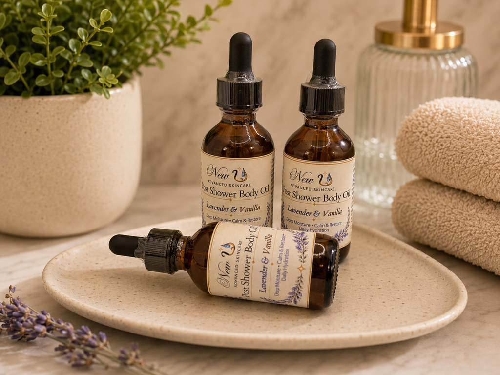 New U Advanced Skincare - Post Shower Body Oil - Lavender & Vanilla