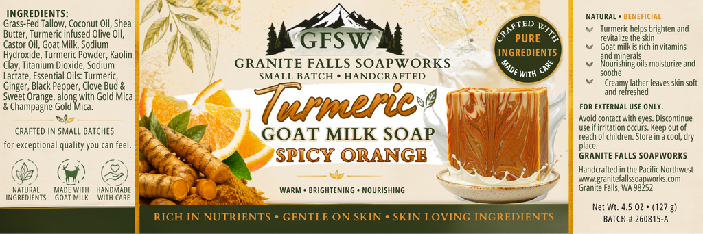 Granite Falls Soapworks - Turmeric & Goat Milk - Spicy Orange