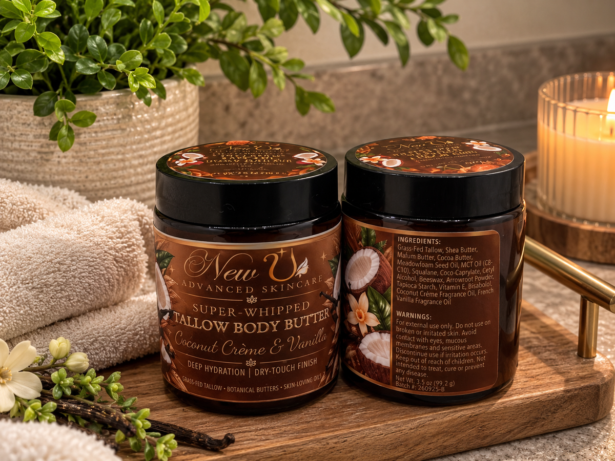 New U Advanced Skincare - Super Whipped Tallow Body Butter - Coconut Cream & Vanilla